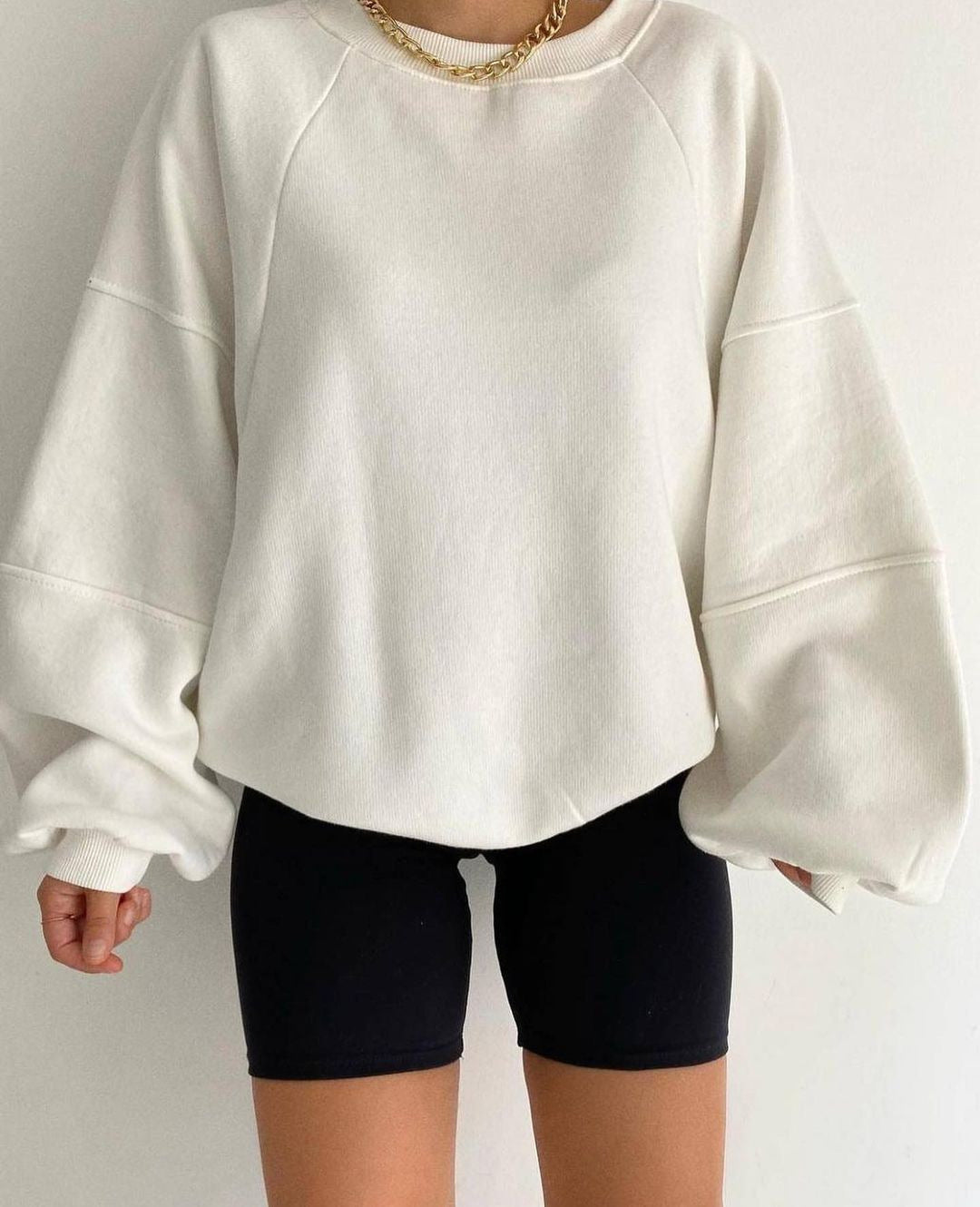 Damen Oversized Sweatshirt mit Puffärmeln Drune