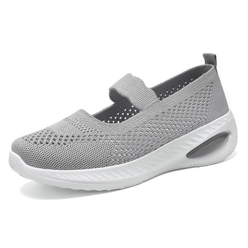 Damen nan gestrickter Mary-Jane Komfort-Sneaker mit elastischem Riemen und sichtbarer Luftkissen-Zwischensohle Drune