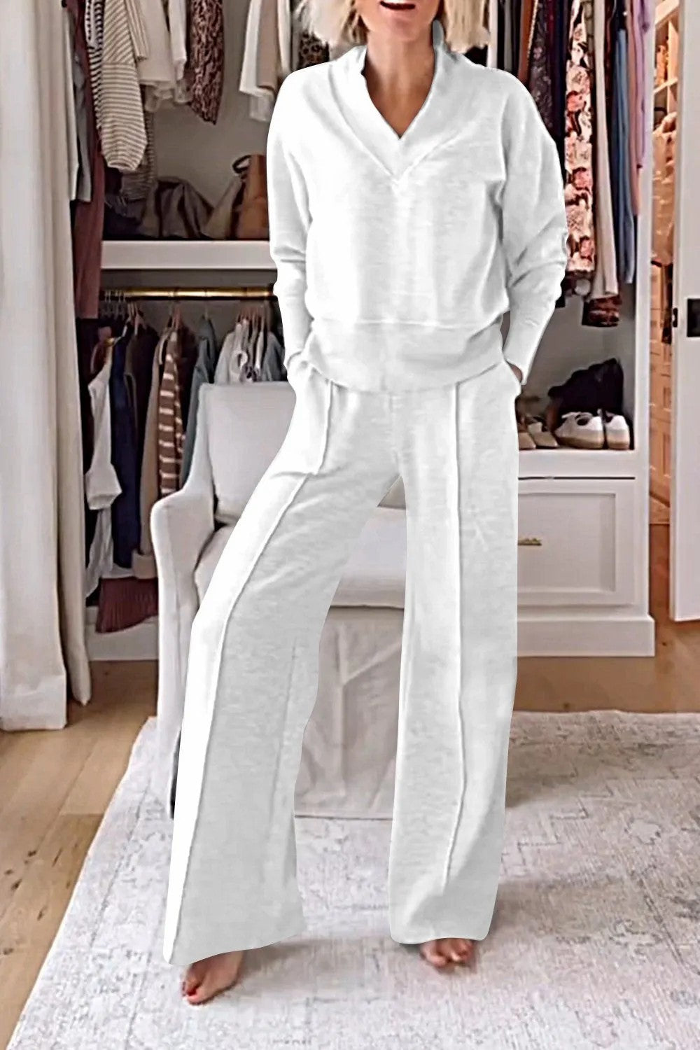 Drune | Lockeres Oberteil und Hose mit weitem Bein Set