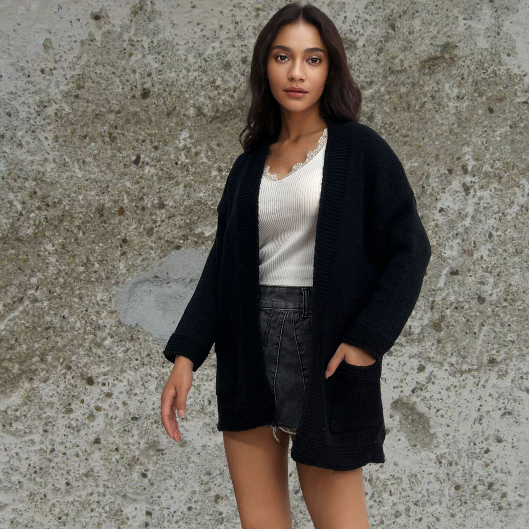 Damen Strickjacke mit großen Taschen und lässigem Schnitt Drune