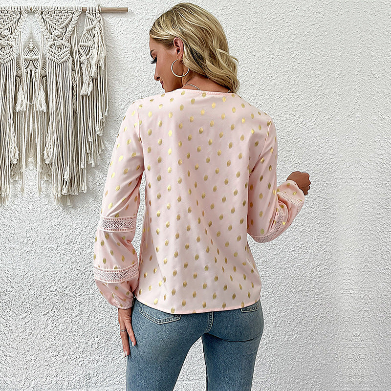 Damen Bluse mit feinen Spitzenakzenten und eleganten Detail-Elementen Drune