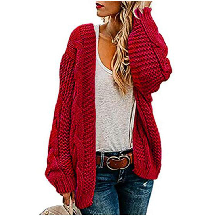 Damen Grobstrick-Cardigan mit elegantem Zopfmuster und weitem Schnitt Drune