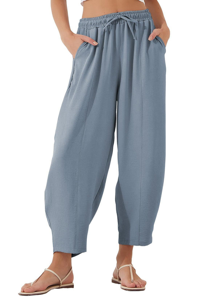 Damen Bequeme, weit geschnittene Sommerhose mit elastischem Bund und seitlichen Taschen Drune
