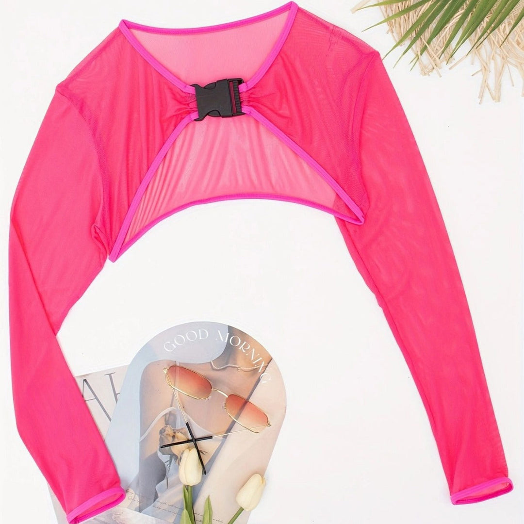 Damen Modischer Mesh-Oberteil mit langer Arm Drune