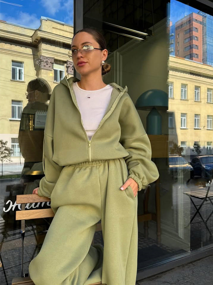 Damen Freizeit-Loungewear-Set aus weichem Fleece Drune