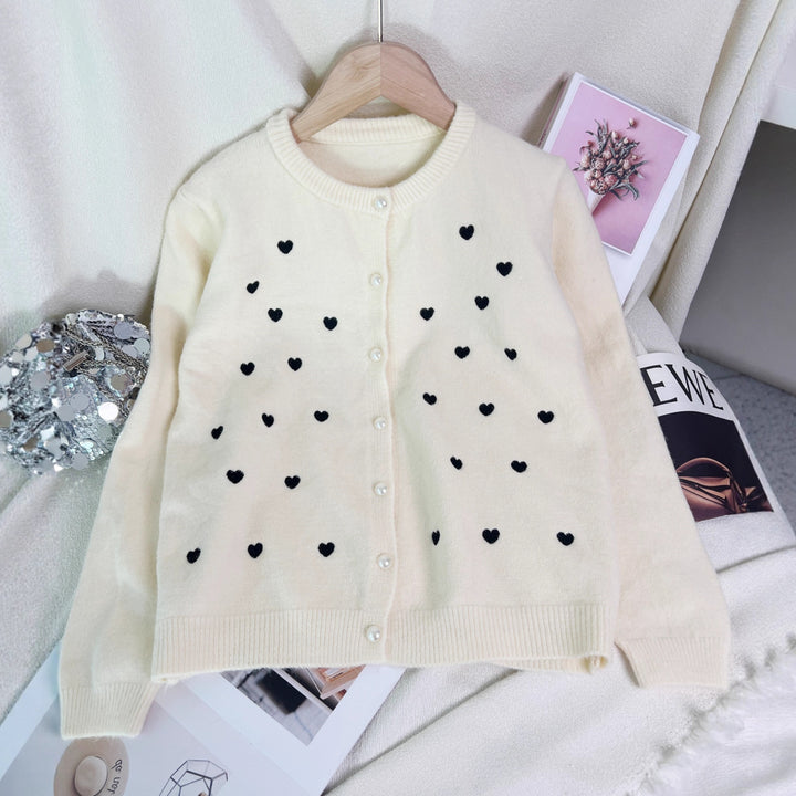Damen Herzmotiv Pulloverjacke Drune