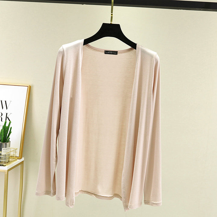 Damen leichte Strickjacke mit offenem Schnitt und langen Ärmeln Drune