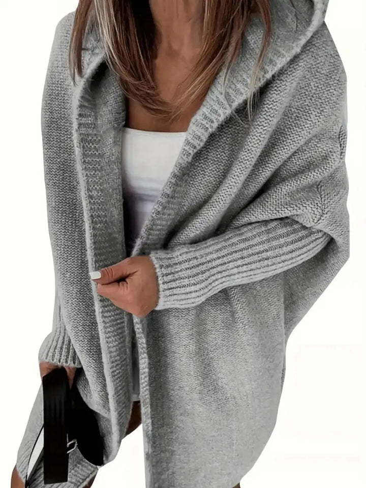Damen Kuschelige Strickjacke mit Kapuzen und weit geschnittenem Design Drune