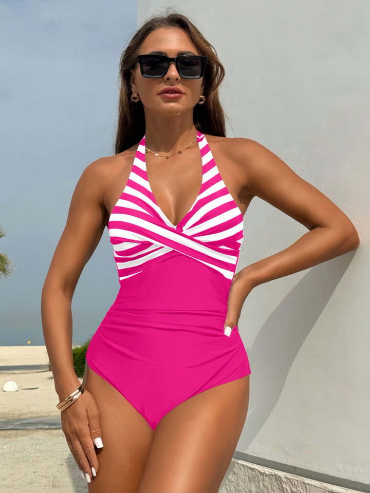 Damen Einteiliger Badeanzug mit Streifen-Design und figurformenden Elementen Drune