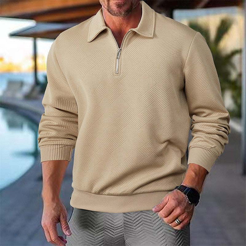 Herren Stepppullover mit halbem Reißverschluss und strukturiertem Design Drune