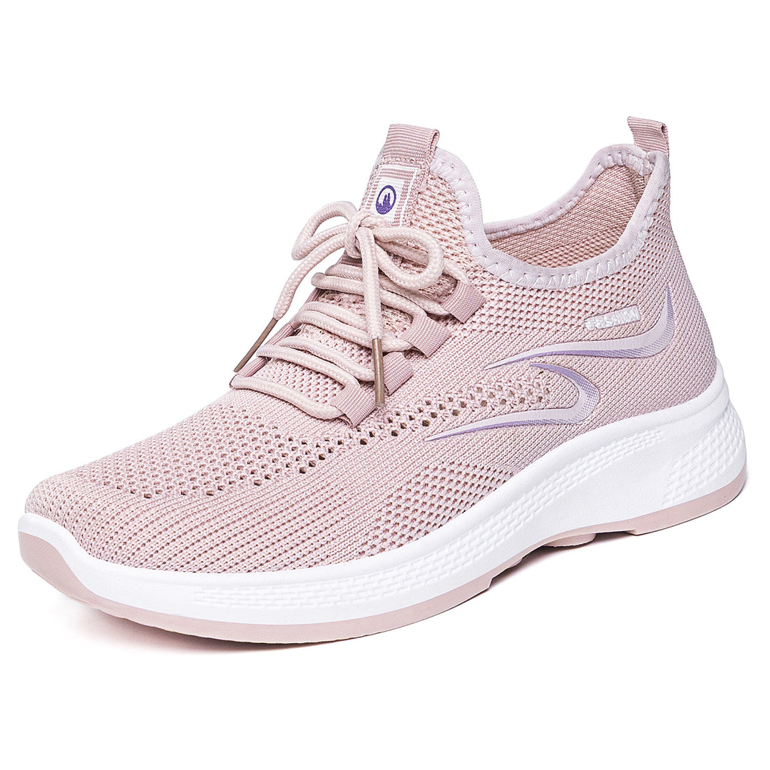 Damen nan atmungsaktiver Strick-Freizeitsneaker mit elastischer Schnürung und stoßabsorbierender Keilsohle Drune