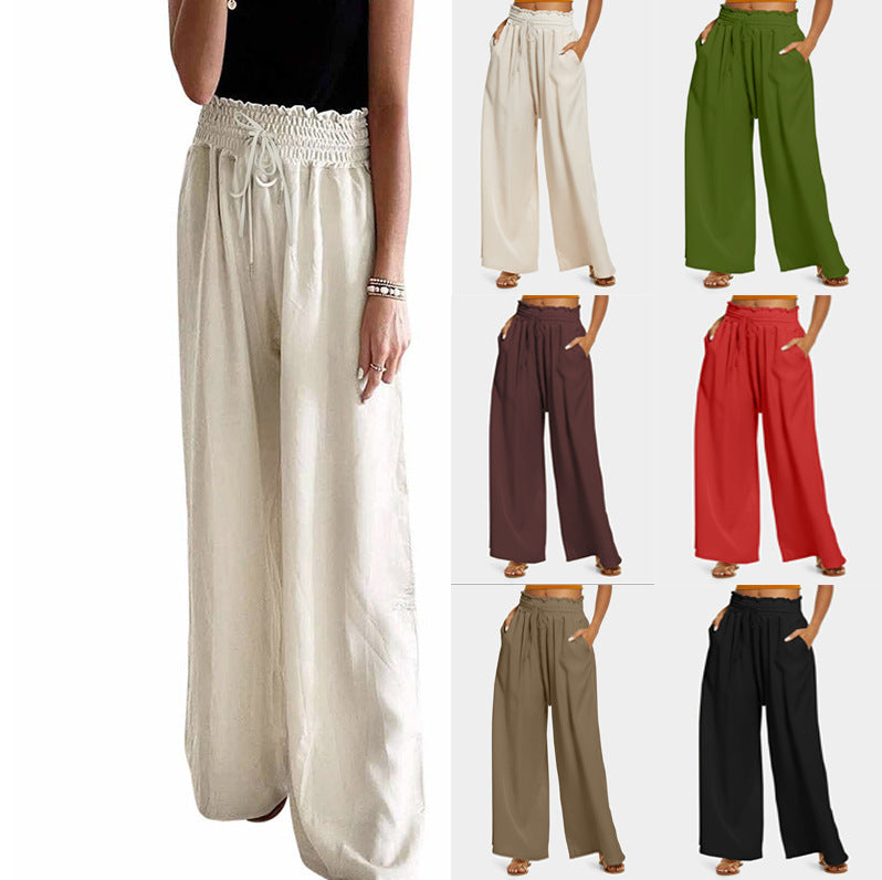 Damen Weitgeschnittene Hose mit elastischem Bund und seitlichen Taschen Drune