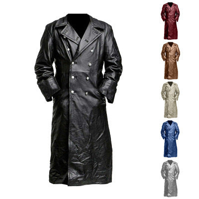 Herren Eleganter langer Trenchcoat aus hochwertigem Material Drune