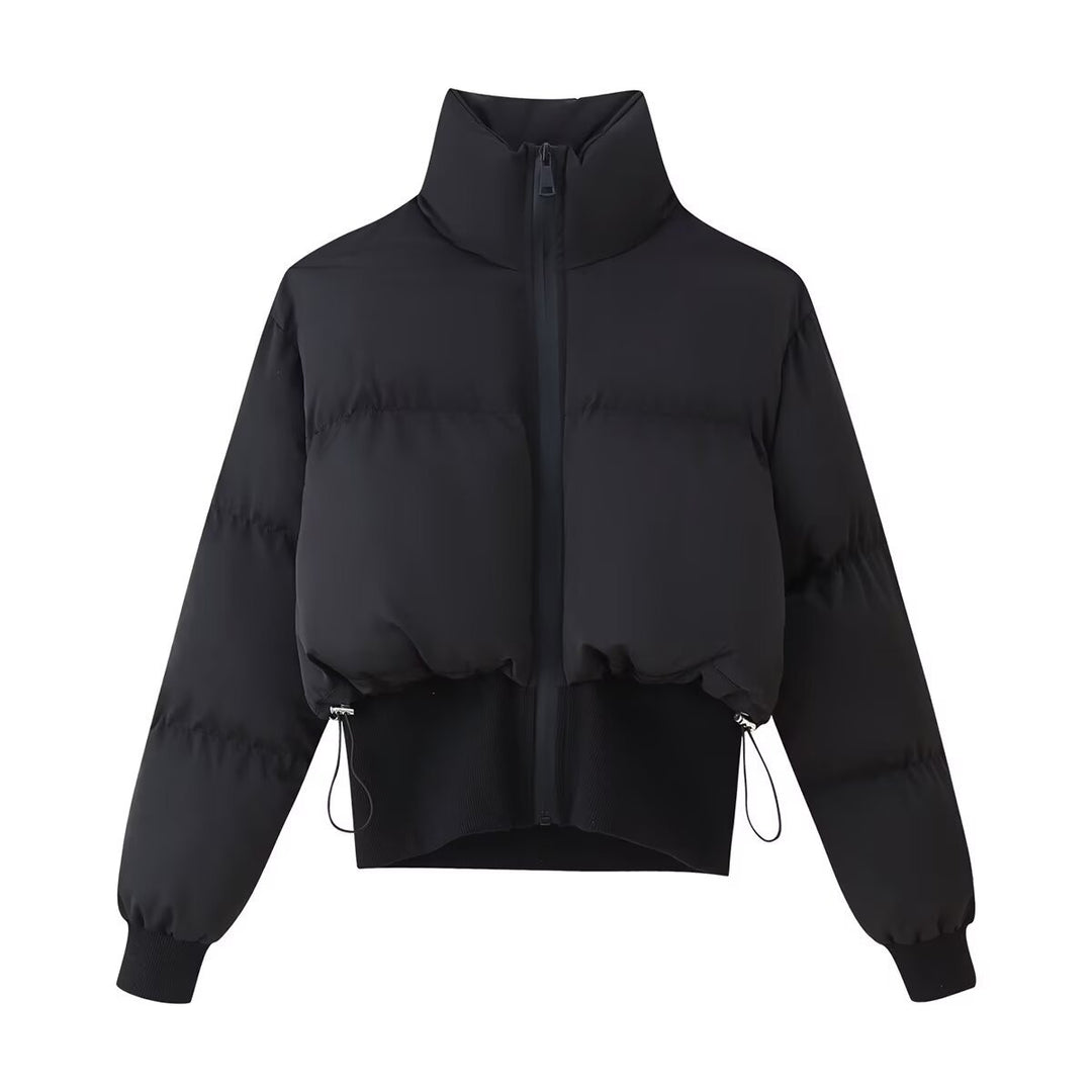 Damen modische cropped Steppjacke mit hohem Kragen und elastischem Saum Drune