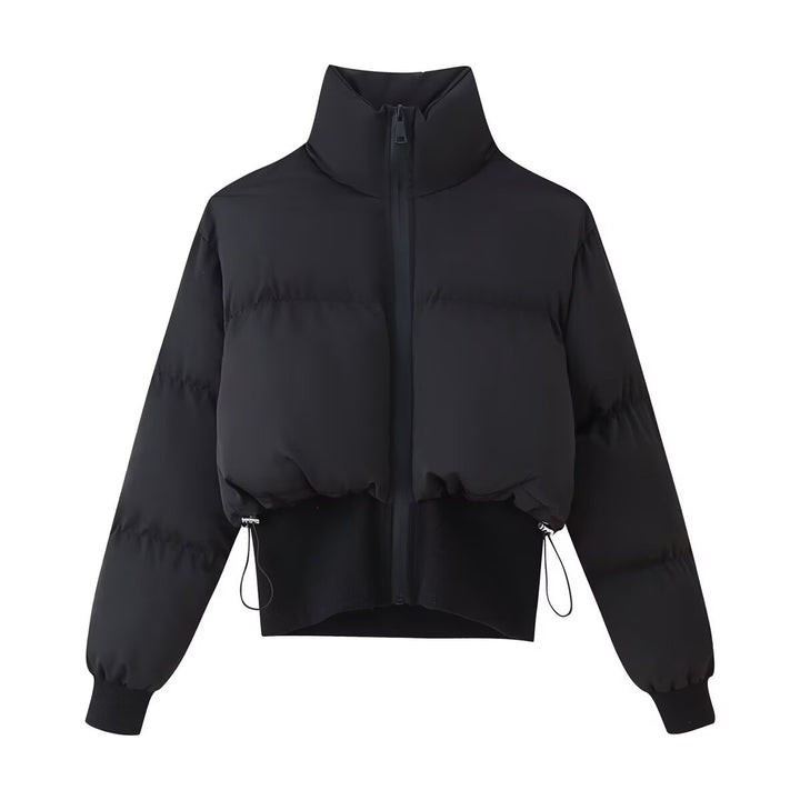 Damen modische cropped Steppjacke mit hohem Kragen und elastischem Saum Drune