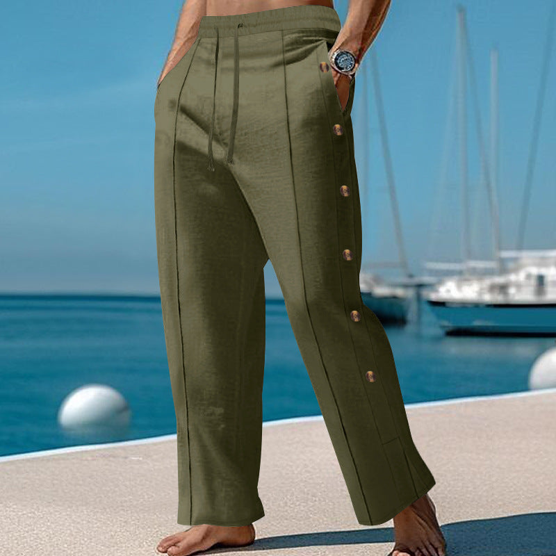 Herren Elegante Freizeithose mit verstellbarem Bund und praktischen Druckknöpfen Drune