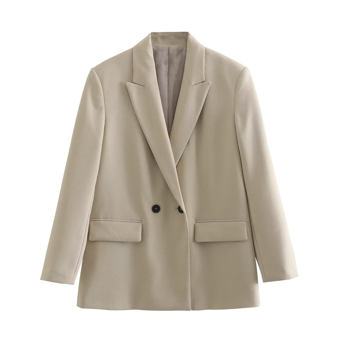Damen nan taillierter Doppelreihiger Blazer mit schmalem Revers, aufgesetzten Pattentaschen und klarer Silhouette Drune
