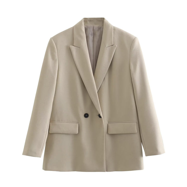 Damen nan taillierter Doppelreihiger Blazer mit schmalem Revers, aufgesetzten Pattentaschen und klarer Silhouette Drune