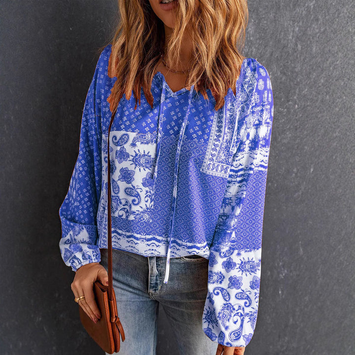 Damen Kapuzenoberteil mit paisley-muster und Kordelzug Drune