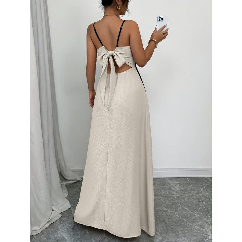 Damen Maxikleid mit einzigartigem Rückenausschnitt und nahtloser Struktur Drune