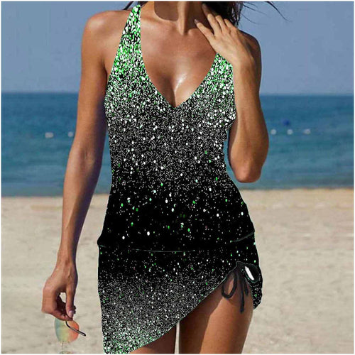 Damen Tankini mit verstellbarem Bund und funkelndem Glitzerdetail Drune
