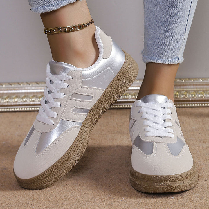 Damen Sportliche Sneakers mit satiniertem Obermaterial und Retro-Design Drune