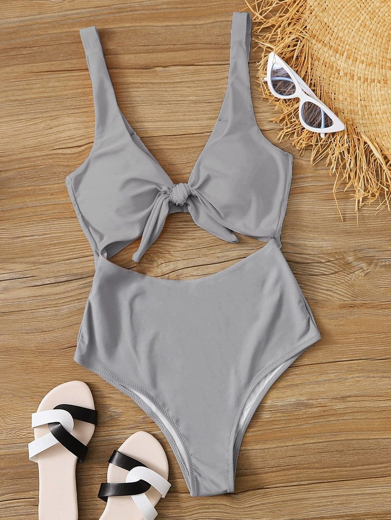 Damen Hochtaillierter Bikini mit verstellbaren Trägern und Knotendetail Drune