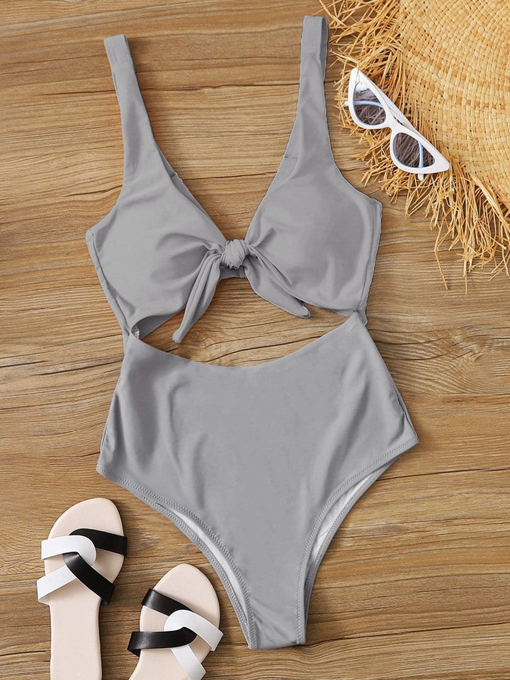 Damen Hochtaillierter Bikini mit verstellbaren Trägern und Knotendetail Drune