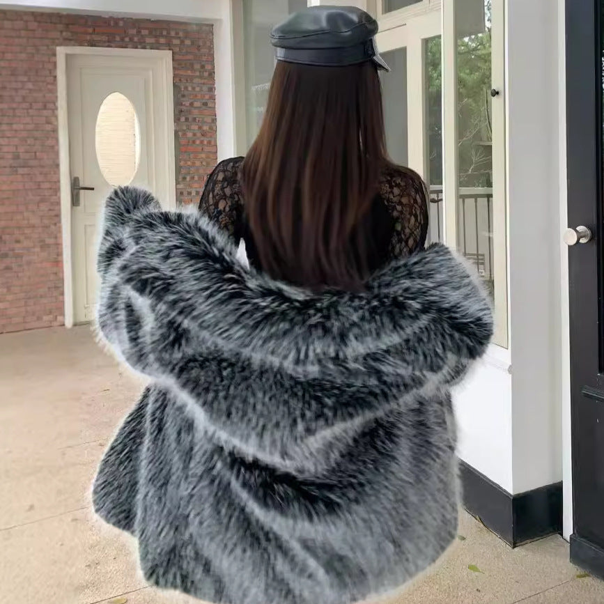 Damen trendige Kunstpelzjacke Drune