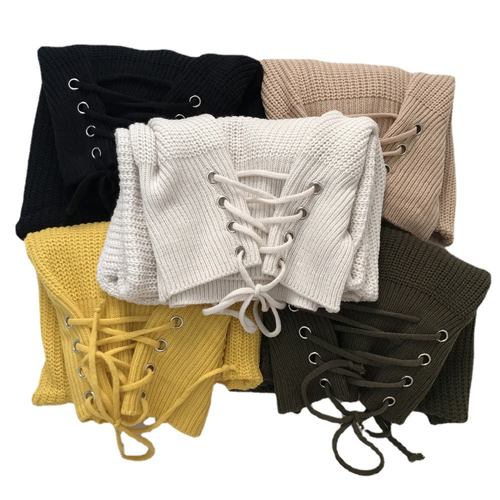 Damen Strickpullover mit vorderem Schnürdesign und modernem Schnitt Drune