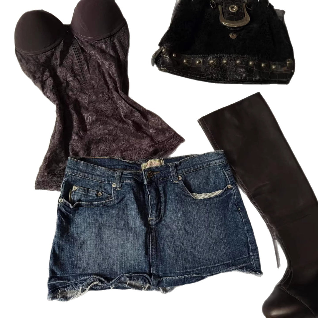 Damen Jeans-Shorts im Vintage-Stil Drune