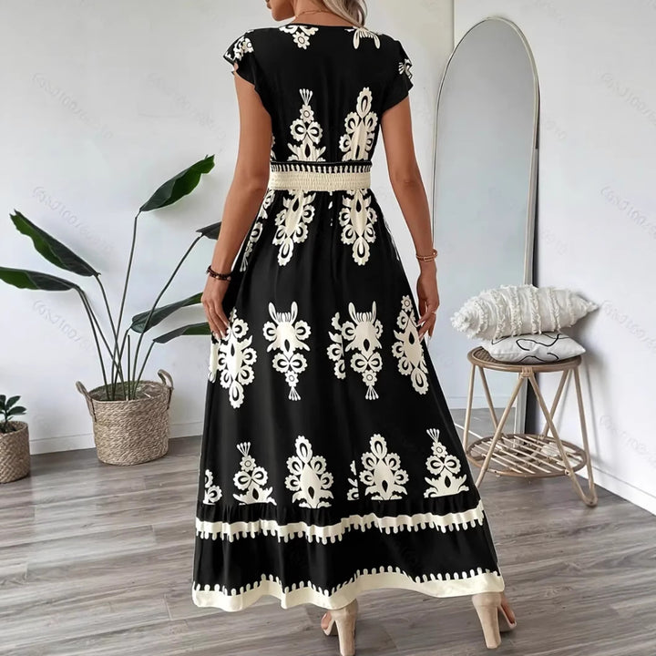 Damen Bohemian Besticktes Maxi Kleid Drune