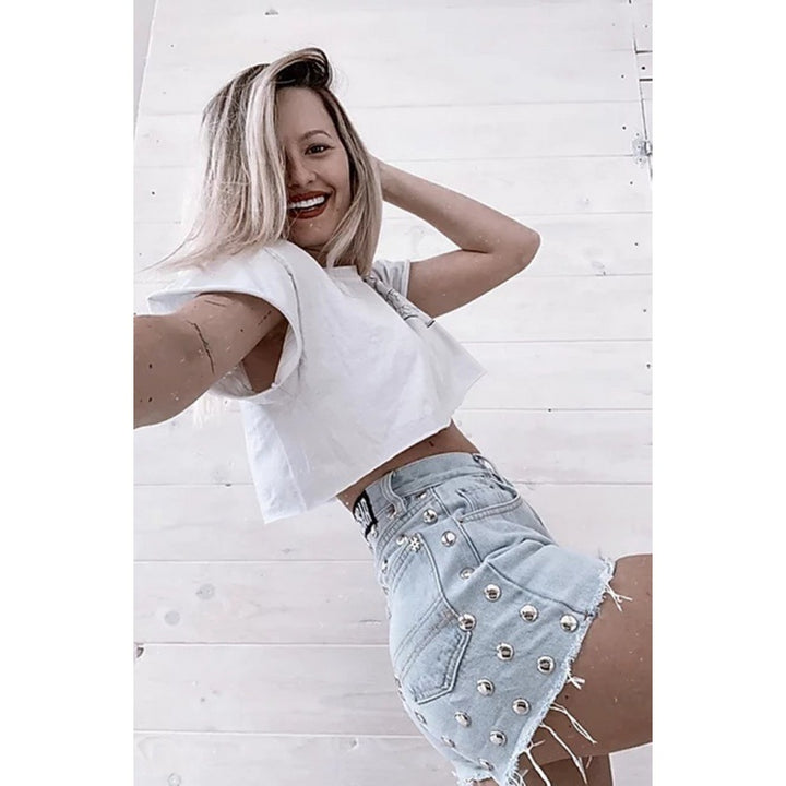 Damen Jeansrock mit modischen Nieten und lässigem Schnitt Drune