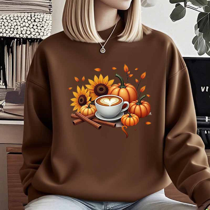 Damen Sweatshirt mit herbstlichem Motiv und besonderem Druck Drune