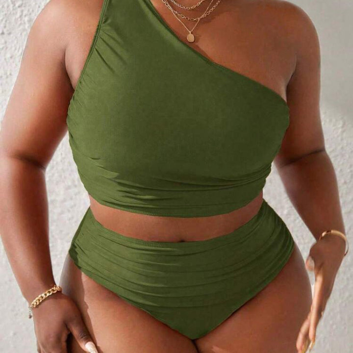 Damen Einseitiger Bikini-Set mit modischem Wickeldetail und hohem Bund Drune