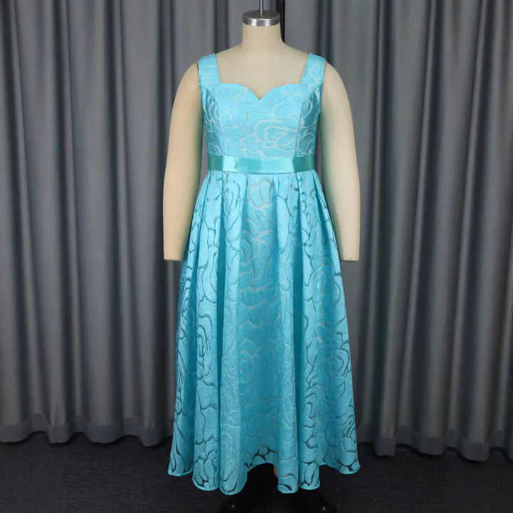 Damen Elegantes A-Linien Kleid mit floralem Jacquard-Muster Drune