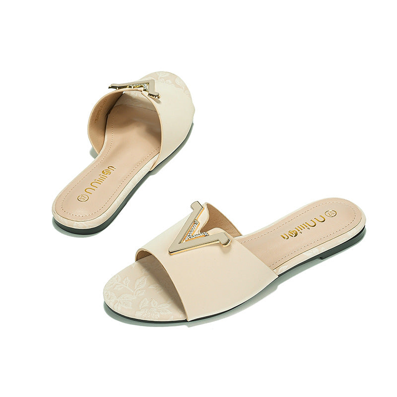 Damen elegante und bequeme Slides mit Schmuck-Detail Drune