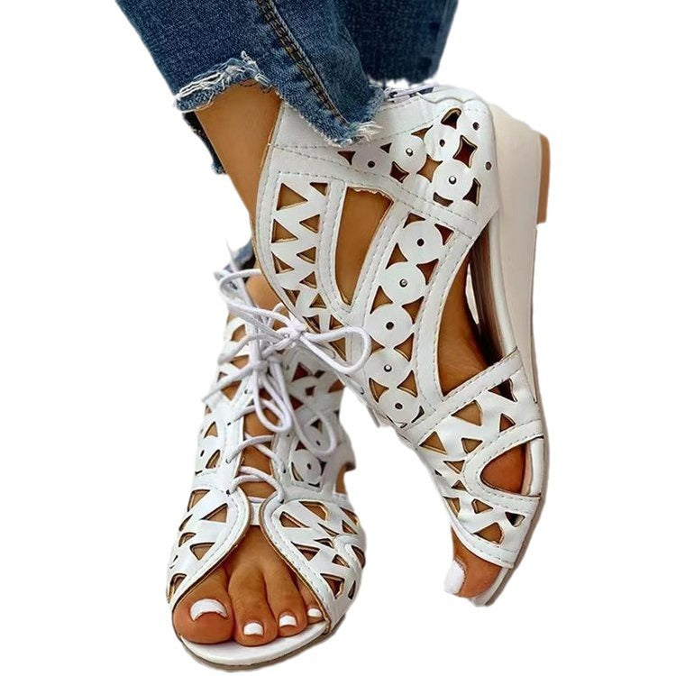 Damen Schnürsandalen mit luftiger Cut-Out-Optik und rutschfester Sohle Drune