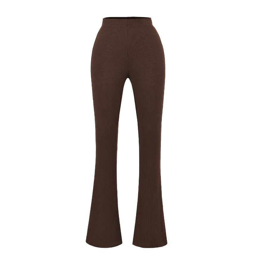 Damen Elegante Flared-Hose aus hochwertigem, elastischem Stretchmaterial mit hohem Bund Drune