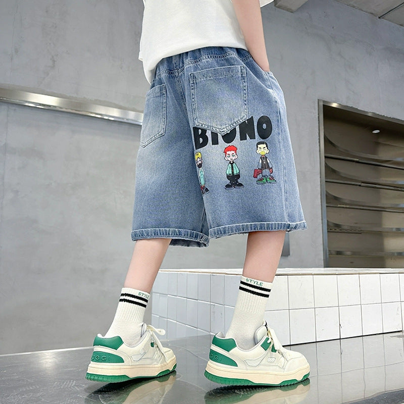 Jungen Denim-Shorts mit exklusivem Comic-Print Drune