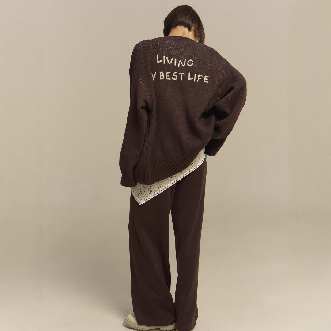 Damen bequemer Oversized-Pullover und lässige Palazzohose Set Drune