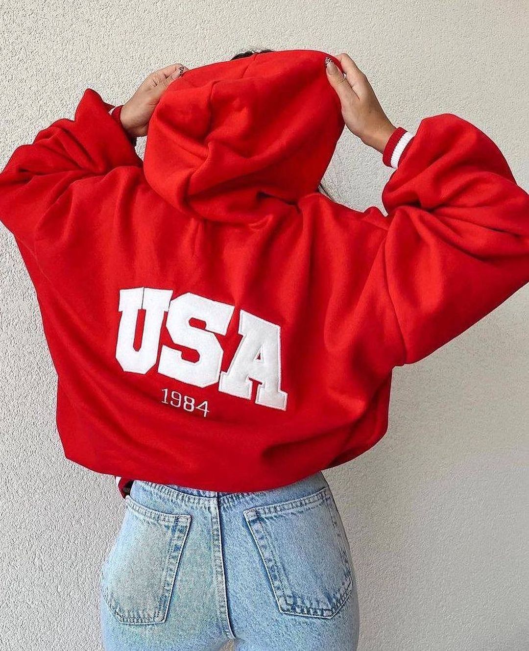 Damen Oversized Kapuzenpullover mit auffälligem Logo Drune