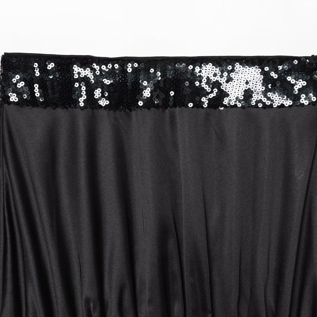 Damen Glitzernder Miniröcke mit elastischem Bund und glattem Satin Drune