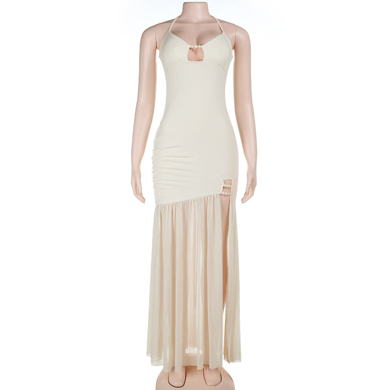 Damen Langes Sommerkleid mit verstellbaren Trägern und raffinierten Rüschendetails Drune