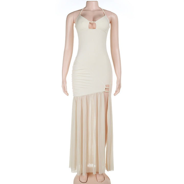 Damen Langes Sommerkleid mit verstellbaren Trägern und raffinierten Rüschendetails Drune