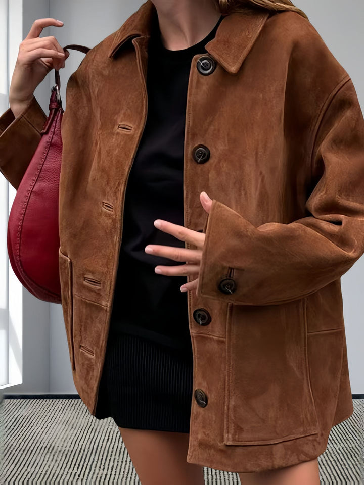 Damen lässige Wildlederjacke mit strukturiertem Design Drune