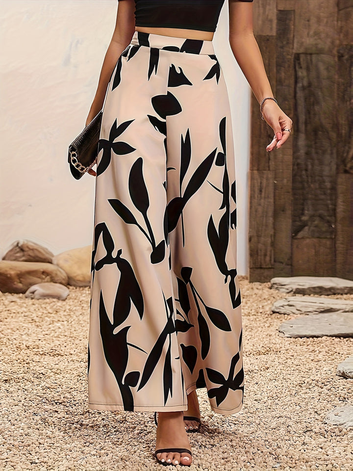 Damen Palazzo-Hose mit floralem Muster und weitem Schnitt Drune