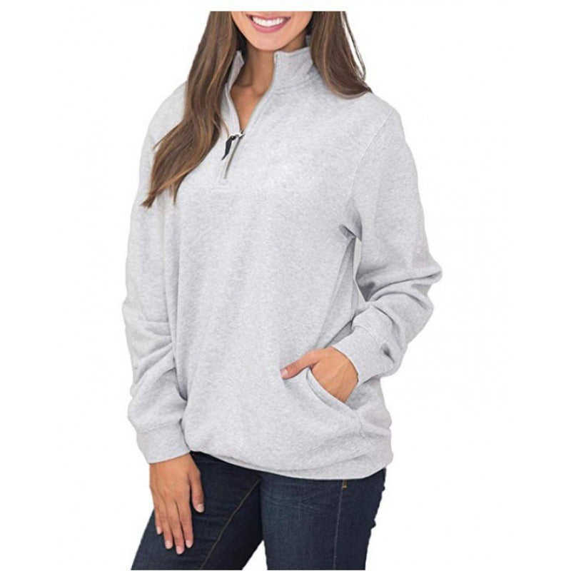 Damen Fleece-Pullover mit Stehkragen und Reißverschluss Drune