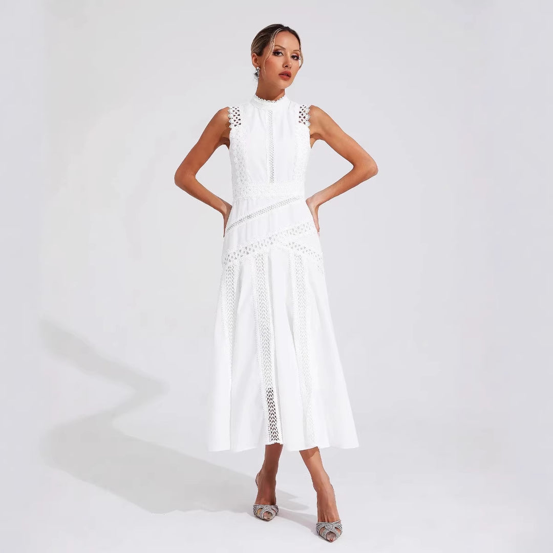 Damen Midi-Kleid mit aufwendigen Spitzenakzenten Drune