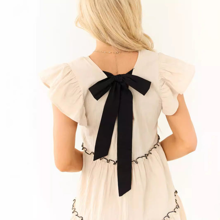Damen Verspieltes Kurzarm-Minikleid mit Rüschendetails Drune